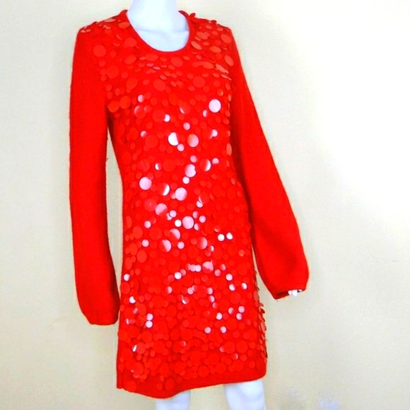 Red Party Sweater Dress Embellished EUC - Picture 8 of 8